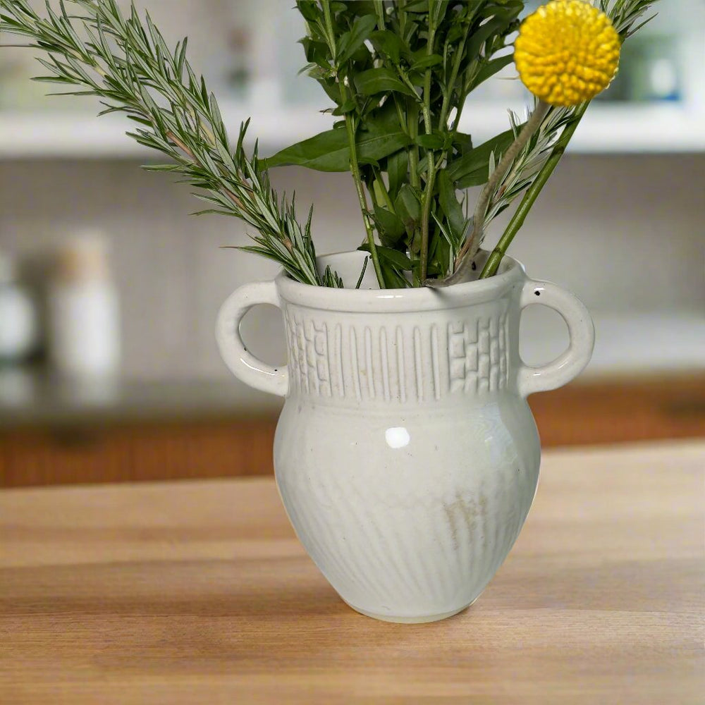 
                      
                        With flowers: Hand carved with handles, glossy white. 
                      
                    